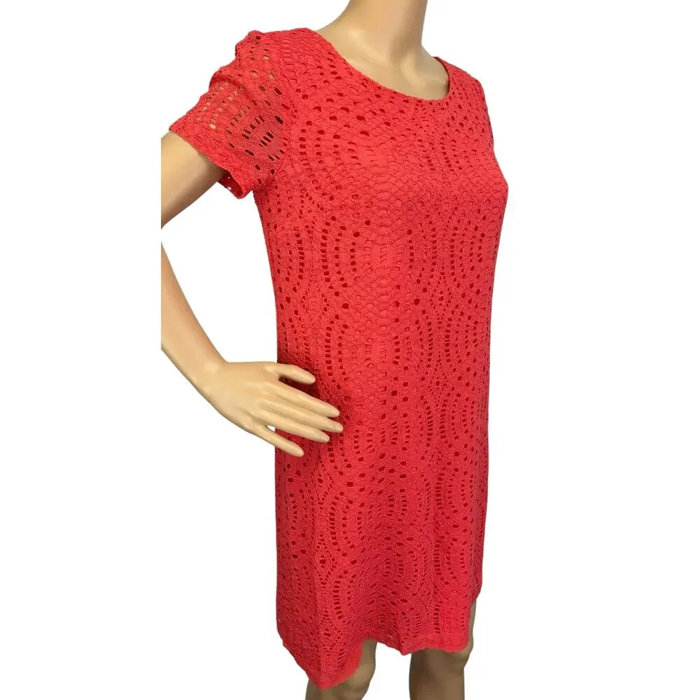 2/$30 J. Crew Lace Dress with Scalloped Hem Coral Red H5408 Size 4